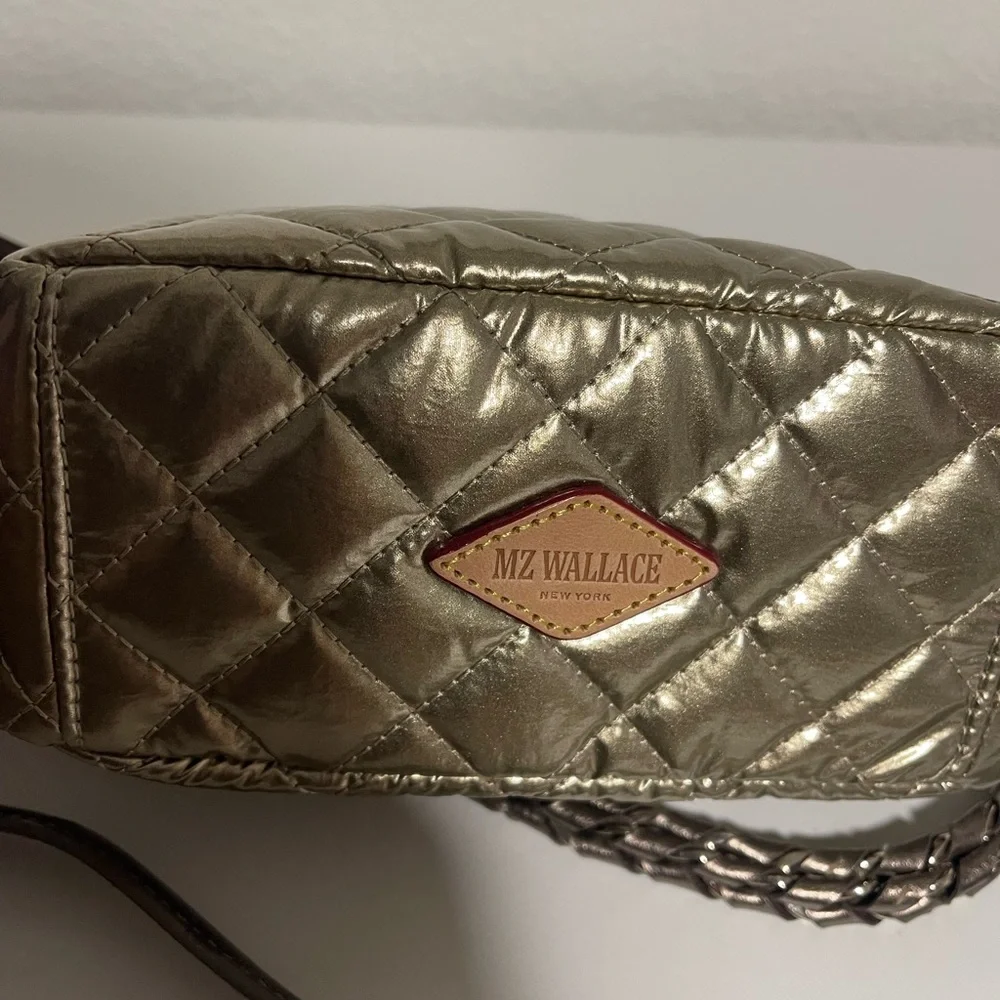 MZ Wallace Gold mini crosbit Quilted Crossbody Bag in color antique gold - Picture 6 of 9